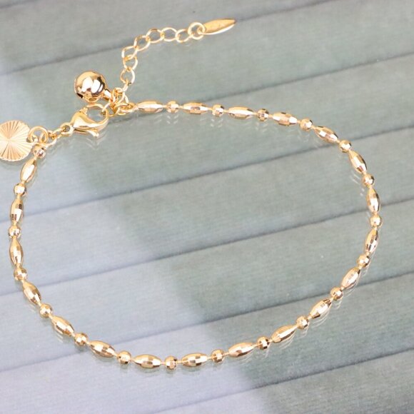 "Beaded Rose Gold Anklet with Shine Charm, XPAL1166 - Picture 9 of 12